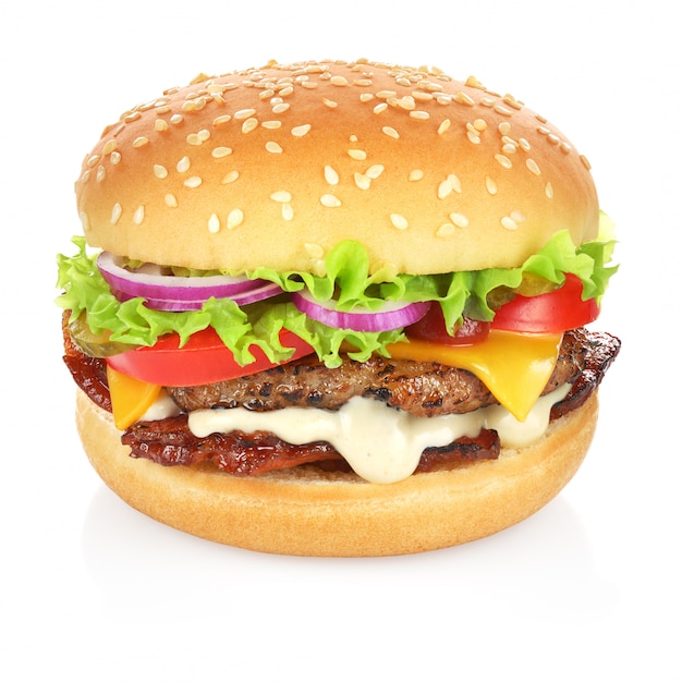 Delicious hamburger with tasty ingredients