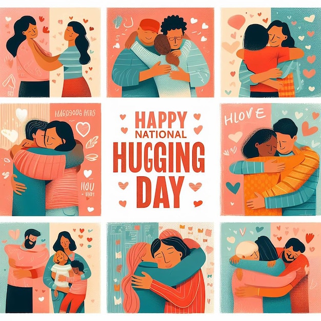 Photo design for national hugging day and valentine's day events