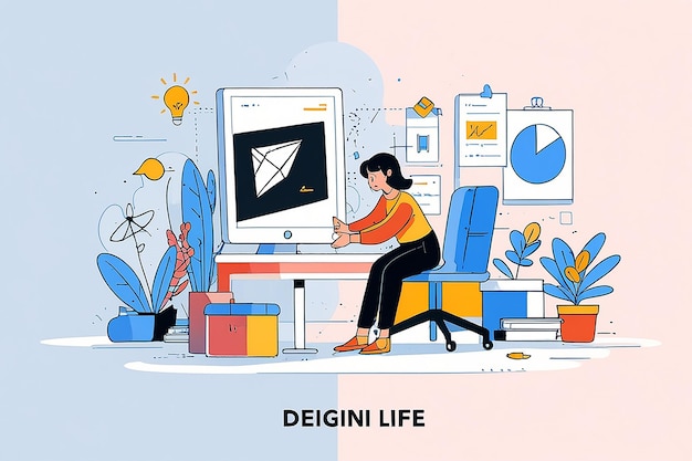 Photo designer life concept illustration