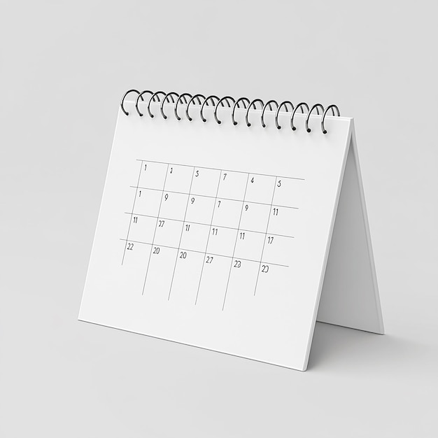 desk calendar mockup isolated on white background