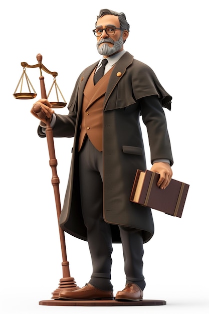 detailed character design of a lawyer in 3d pixar style