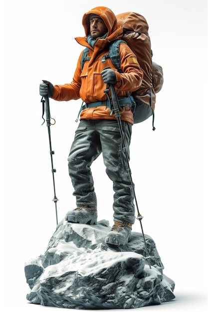 detailed character design of mountaineer in 3d pixar style