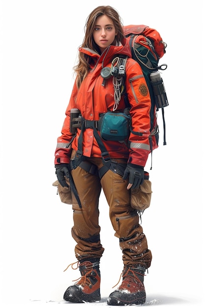 detailed character design of mountaineer in 3d pixar style