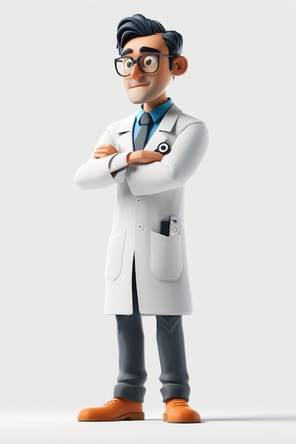 detailed character design of scientist in 3d pixar style