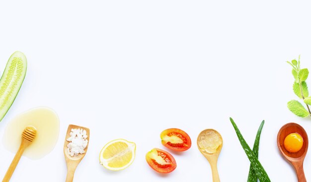 Photo directly above shot of fruits against white background