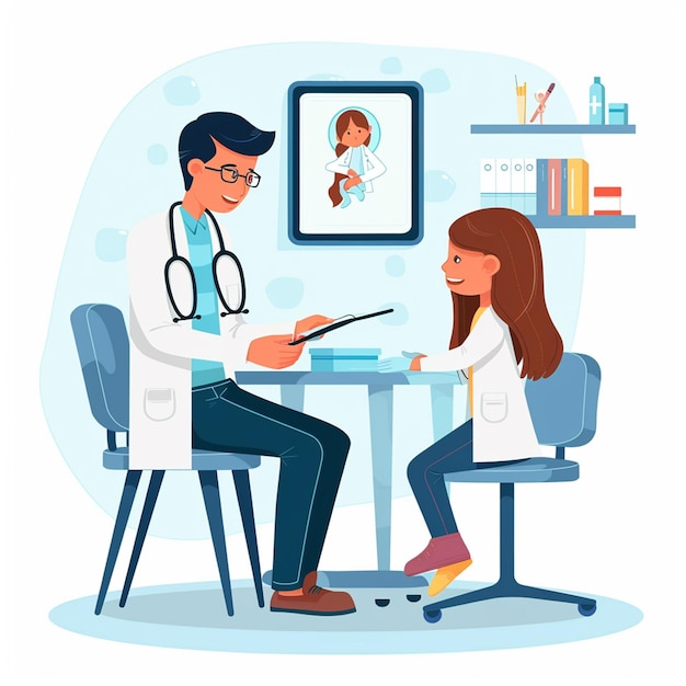 Photo doctor examines the patient illustration concept on white background