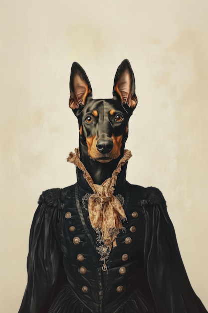 Dog painting portrait doberman