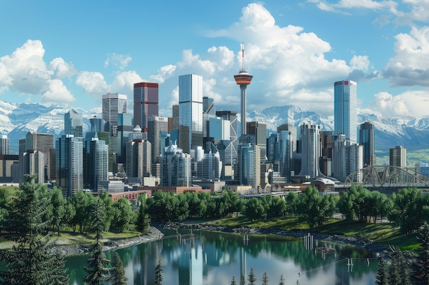 Photo downtown panorama skyline calgary alberta