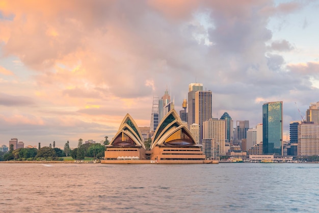 Photo downtown sydney skyline in australia at twilight