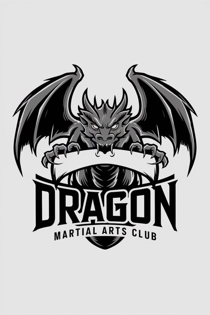 Photo dragon martial arts club emblem design for posters uniforms merchandise