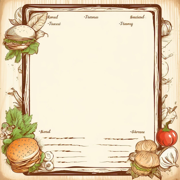 Photo a drawing of a menu for the food and the words bread