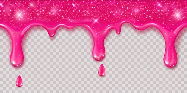 Photo dripping glossy pink slime with glitter