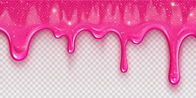 Photo dripping glossy pink slime with glitter