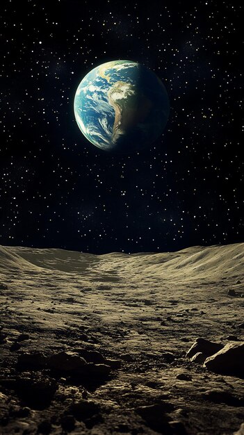 Photo earth from the moon by person