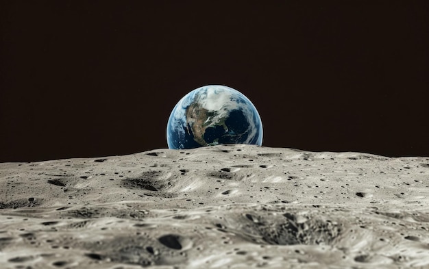 Photo earth from the moon with earth in the background