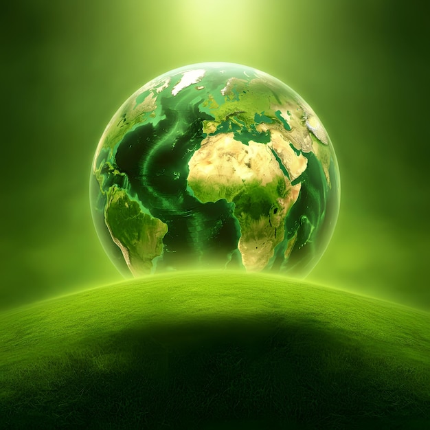 Photo earth going green conceptual illustration