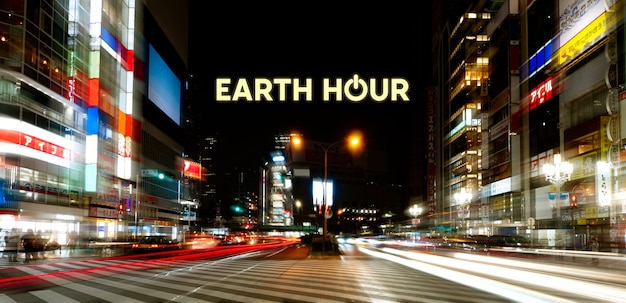 Earth hour photo composition