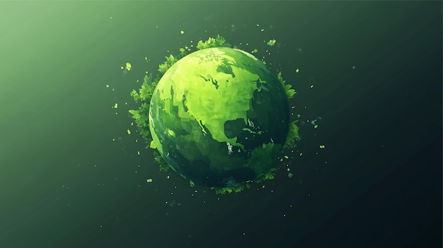 Photo ecology concept with globe and green leaves