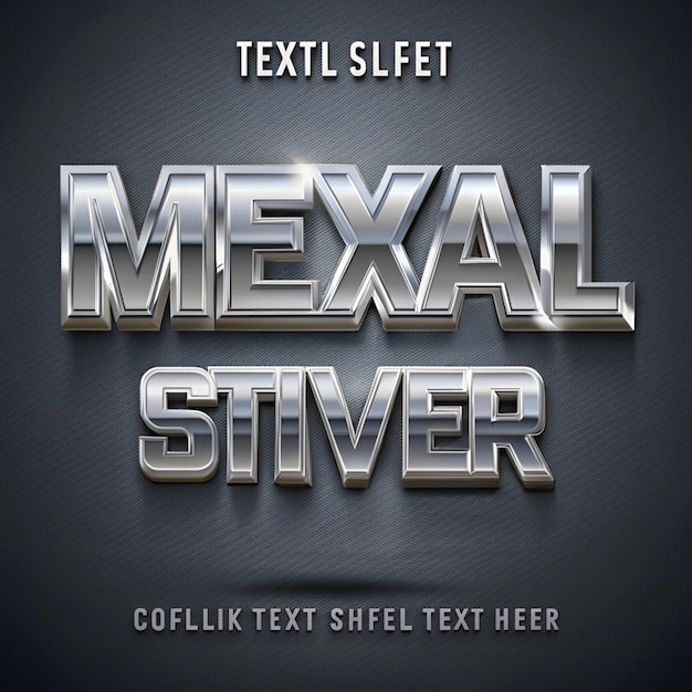 Photo editable silver metal text effect with chrome steel style