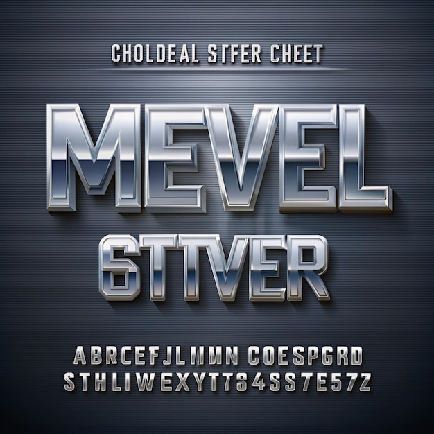 Photo editable silver metal text effect with chrome steel style