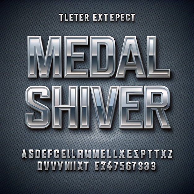 Photo editable silver metal text effect with chrome steel style