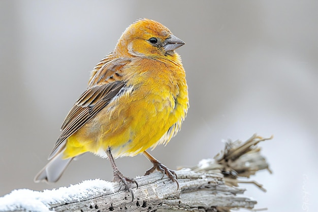 Foto een gele en zwarte vogel staat op een tak