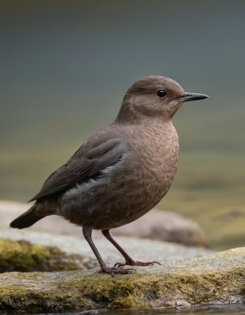 Foto een vogel staat op een rots bij het water