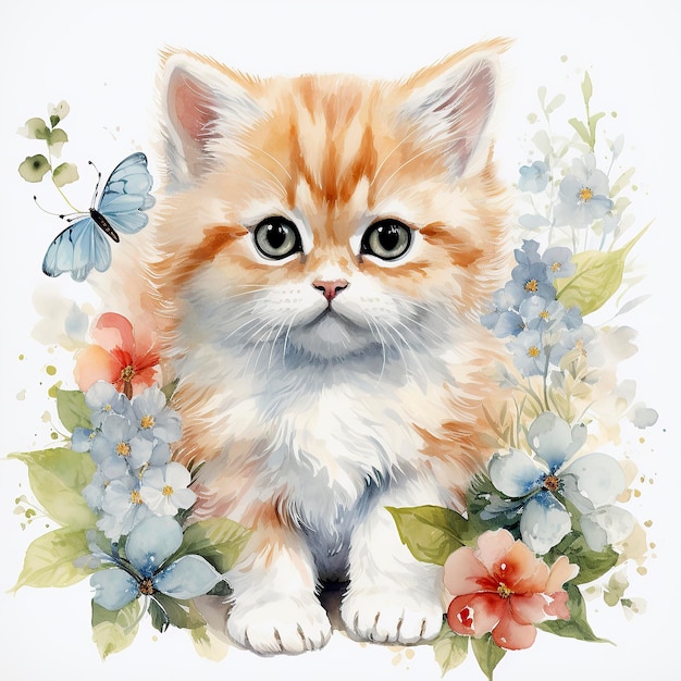 Eenvoudige sierlijke aquarel exotische kortharige kitten polka dots