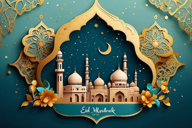 Eid Mubarak card Design Islamic greetings eid card illustration generated