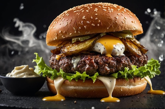 Elegant Burger with truffleinfused ma