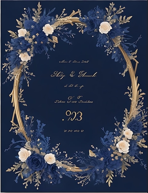 Photo elegant floral wreath wedding invitation templates