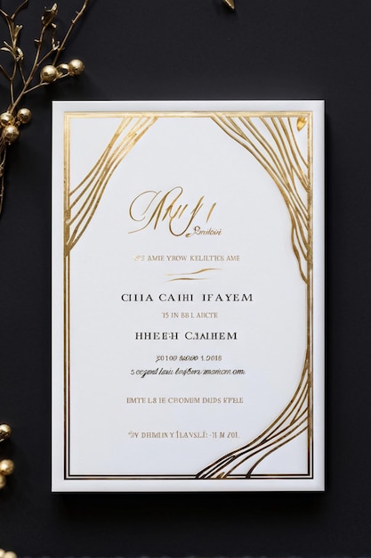 Photo elegant geometric marble frame for wedding invitation