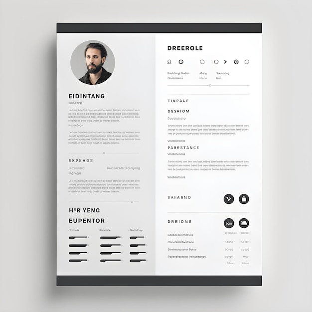 Photo elegant minimalistic cv layout with clear section divisions and modern design elements