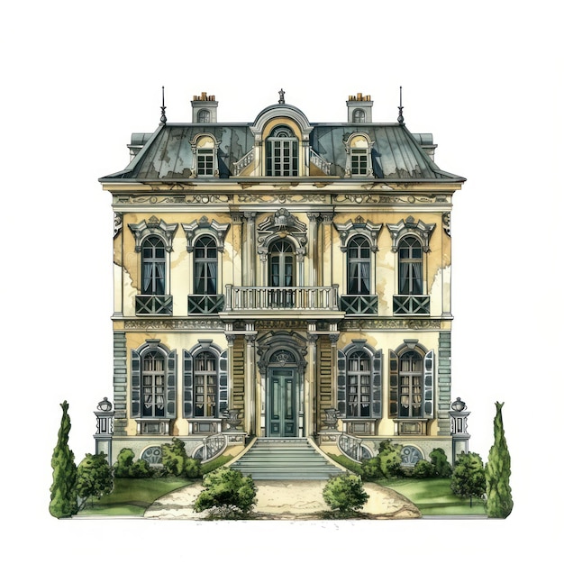 Photo elegant vintage mansion illustration