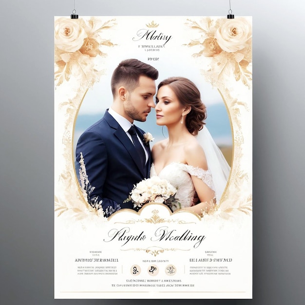 Elegant wedding poster template