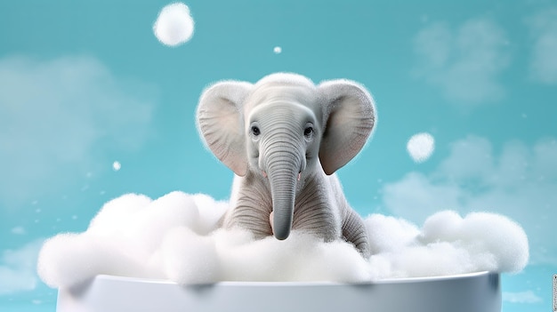 Elephant washing Generative AI