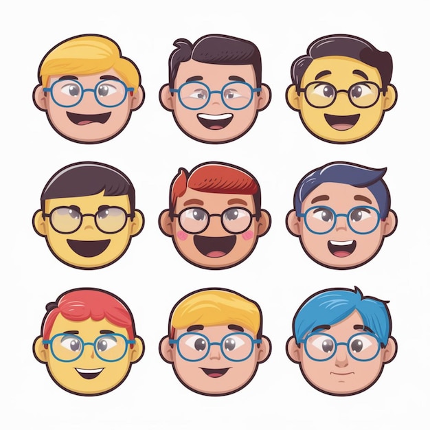 Photo emojis illustration on white background