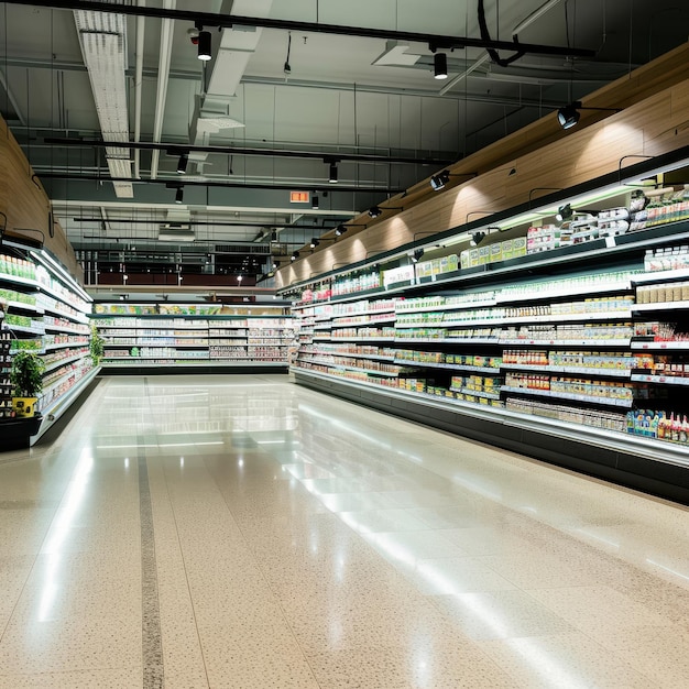 Photo empty aisles at a supermarket empty aisles at a supermarket grocery shopping concepts shop stock p