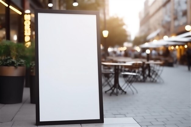 Empty blackboard mockup customer stopper sign waiting for promotional content for street cafe