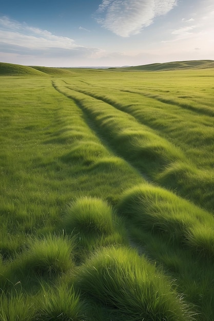 Photo empty grass field landscape grassland outdoors