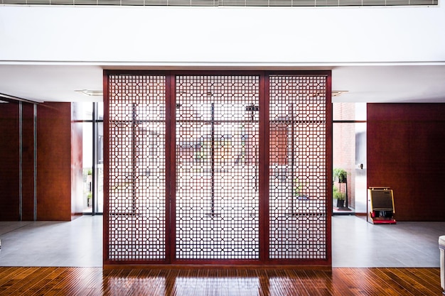 Empty long corridor in the modern office building