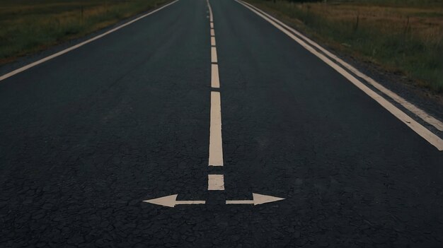 Photo an empty road with an arrow pointing to the left