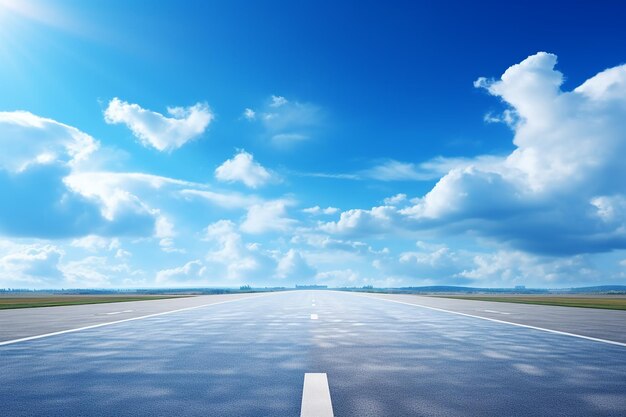 Photo an empty road with a blue sky and a white line on the left side