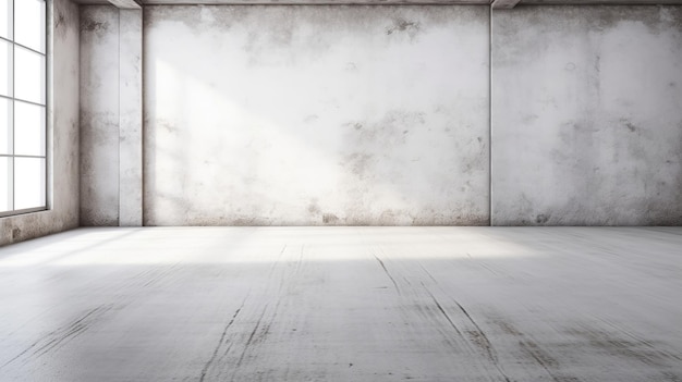 Empty room with concrete wall and sunlight