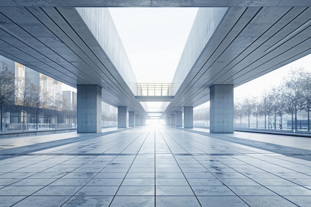 Photo empty square by modern architectures pedestrian bridge