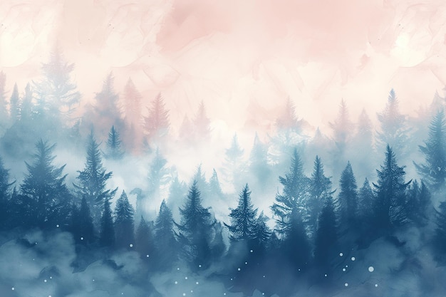 Enchanting Watercolor Forest in Soft Tones