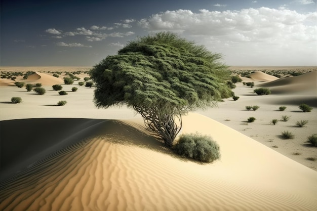 Existing vegetation on the sand dunes of Liwa Oasis United Arab Emirates