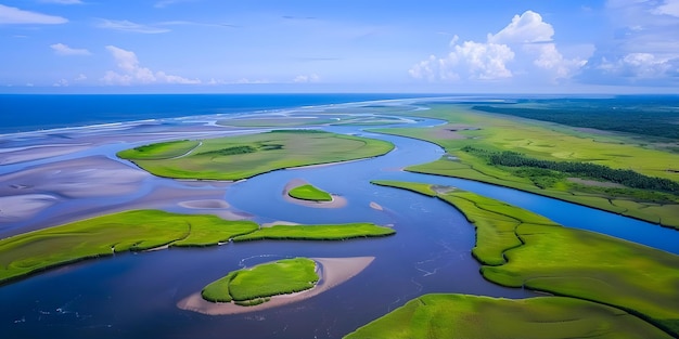 Photo exploring investment options and conservation efforts in river delta merging with estuary concept investment opportunities conservation efforts river delta estuary merging natural ecosystems