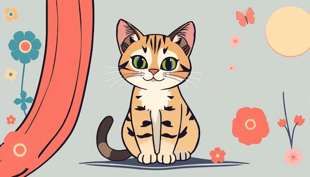 Expressive Cat in a Dynamic Cartoonish Style