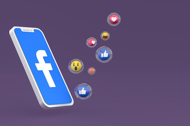 Facebook icon on screen smartphone or mobile phone 3d render